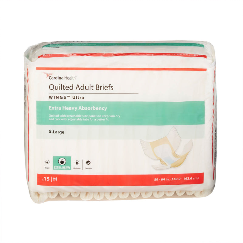 Wings™ Ultra Quilted Extra Heavy Absorbency Incontinence Brief, Extra Large, 1 Case of 60 () - Img 1