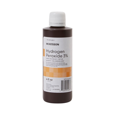 McKesson Hydrogen Peroxide Antiseptic, 4 oz. Bottle, 1 Case of 24 (Over the Counter) - Img 1