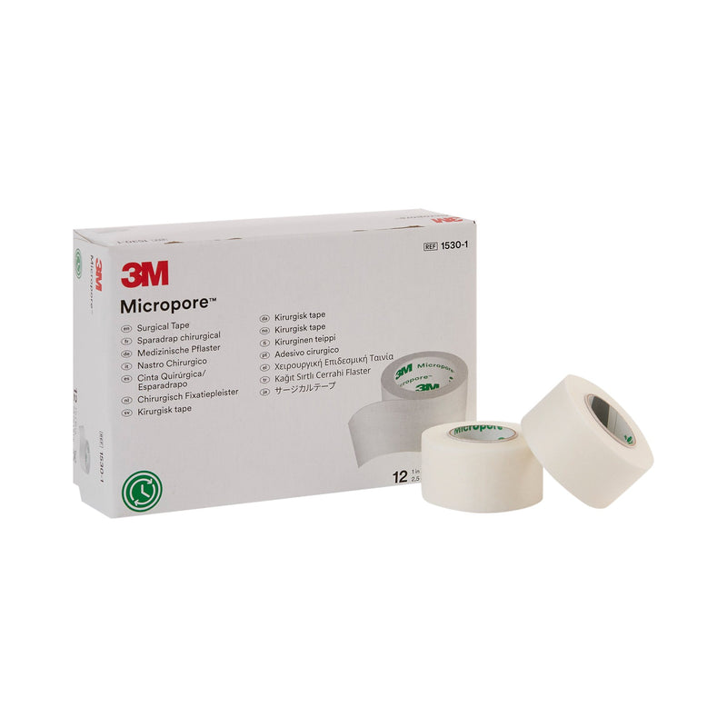 3M™ Micropore™ Paper Medical Tape, 1 Inch x 10 Yard, White, 1 Case of 120 (General Wound Care) - Img 1