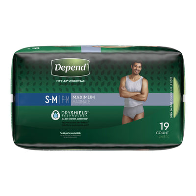 Depend FIT-FLEX Absorbent Underwear for Men, Small/Medium, Pull-On, Gray, Disposable, 1 Case of 38 () - Img 4